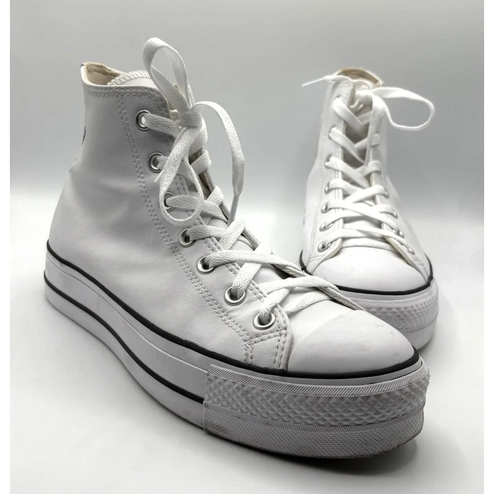 CONVERSE Chuck Taylor All Star Lift Shoe Women's Size 10 White Leather High Top‎